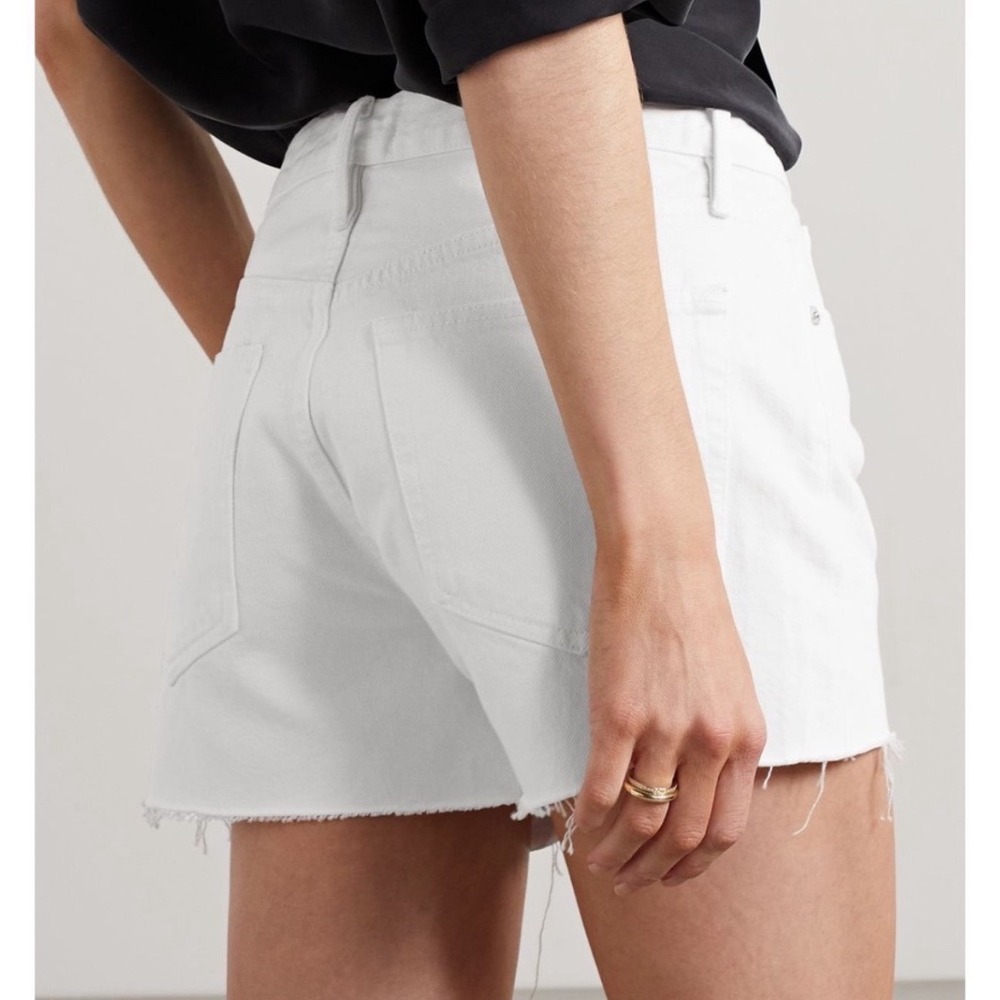 Frame Le Grand Stretch High Rise Denim Shorts Blanc Soho White Size 29 - Picture 2 of 6